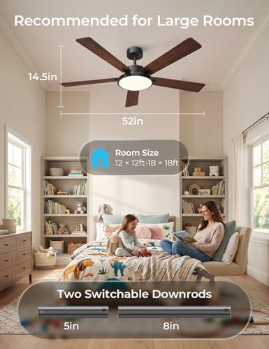 cinoton 52" smart ceiling fans with lights and, view 9