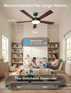 cinoton 52" smart ceiling fans with lights and, view 9