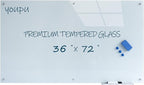 Magnetic Glass White Board 72"X36" Premium Tempered Dry Erase Boards Wall by YoupuStationery
