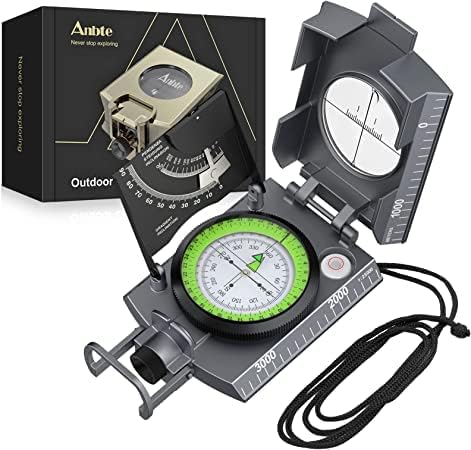 Anbte Compass Hiking Survival, IP65 Waterproof Metal Compass by Anbte