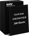 OcePor 200 Sheets Black Cardstock 12” x 18”, 92lb/250gsm Black Card Stock