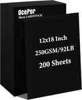 OcePor 200 Sheets Black Cardstock 12” x 18”, 92lb/250gsm Black Card Stock by OcePor
