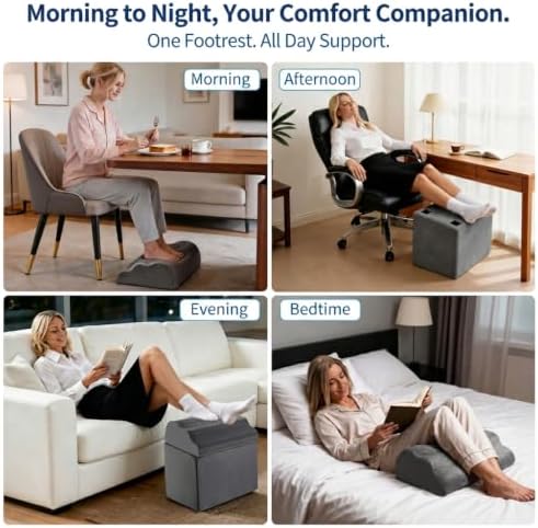 Foot Rest for Under Desk at Work, Ergonomic Footrest Stool, 3 Adjustable Heig...