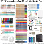 colour block 152-piece wooden easel art supplies set, close-up detail
