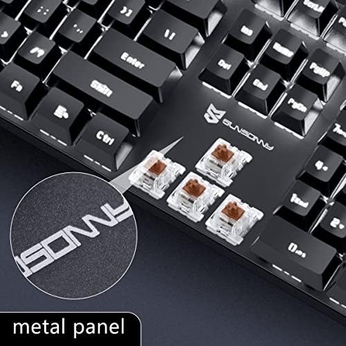 Qisan 104 Mechanical Keyboard for Gaming | Large Size USB White Backlit Gamin...