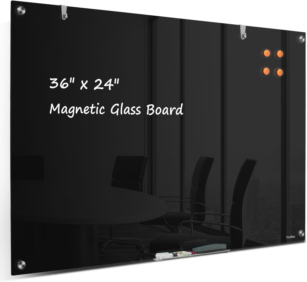 Glass Whiteboard 36x24 Black Magnetic White Board Dry Erase Board for Wall