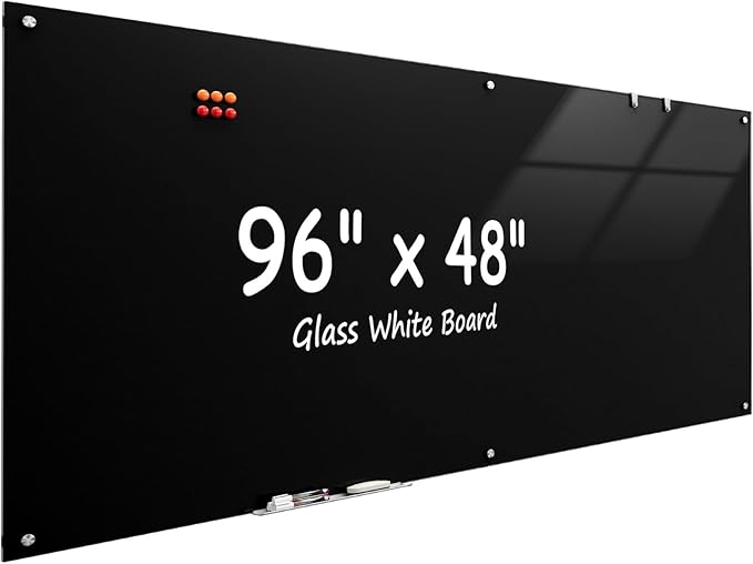 MaxGear Glass Whiteboard Wall Mounted, Frameless Magnetic Dry Erase Board by MaxGear
