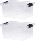 Superio Storage Bins with Lids- 2 Pack, 6.6 Qt Clear Boxes by Superio