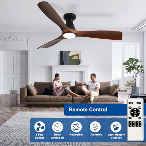 depuley 52-inch ceiling fans with lights: walnut 3, side view
