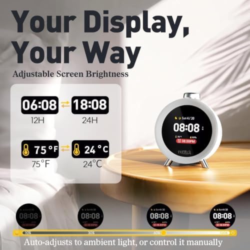 momilla alarm clocks for bedrooms, 2.8" color display, front angle view