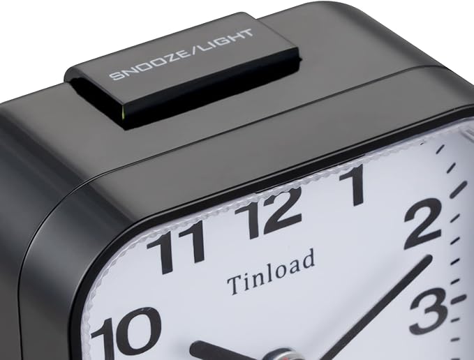 Tinload Small Battery Analog Alarm Clock Silent Non Ticking, Ascending Beep - Image 4