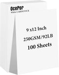 OcePor 100 Sheets White Cardstock 9” x 12”, 92lb/250gsm Black Card Stock by OcePor