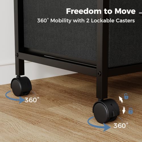 dumos 3 drawer mobile file cabinet, space saving, front angle view