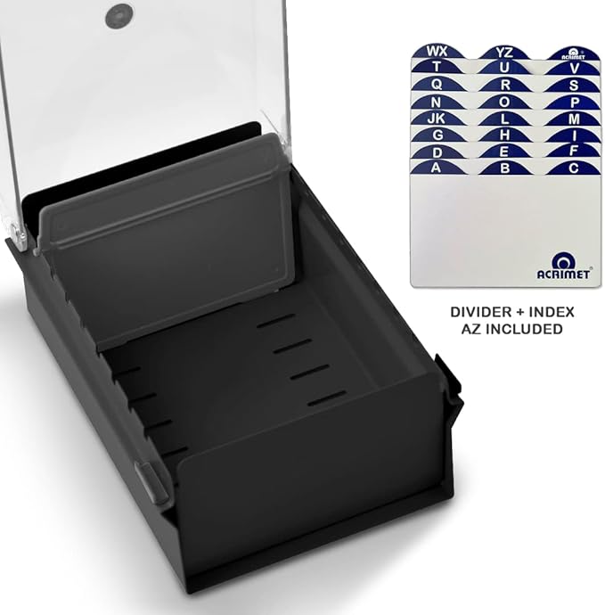 Acrimet 3 x 5 Card File Holder Organizer Box Metal Base Heavy Duty - Image 4