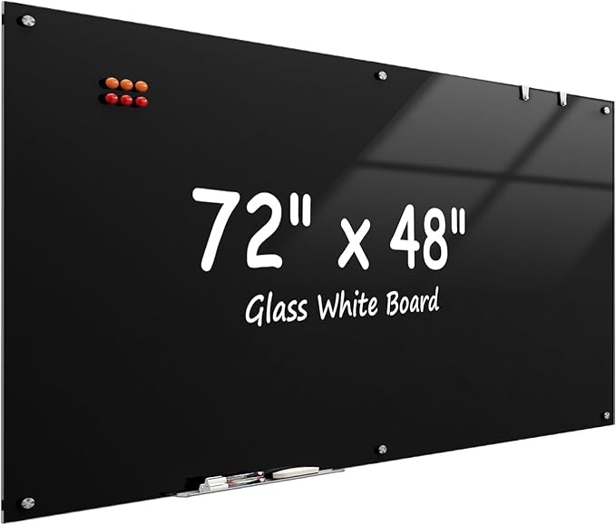 MaxGear Glass Whiteboard Wall Mounted, Frameless Magnetic Dry Erase Board by MaxGear