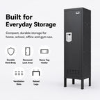BUTISOW Lockable Metal Storage Locker with Card Slot (15" W x 15" D) Durable Storage Cabinet, Lockers for Employees & Kids, Fits Bedroom Gym School & Office (Black, 54" - 1 Door)