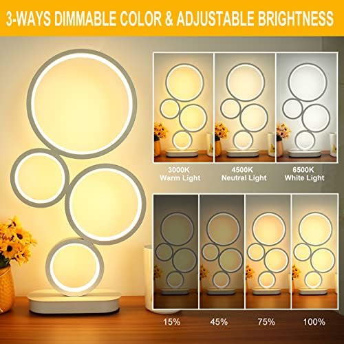 LED Table Lamp, Modern Bedside Lamps for Nightstand, 18W Dimmable LED Desk La...