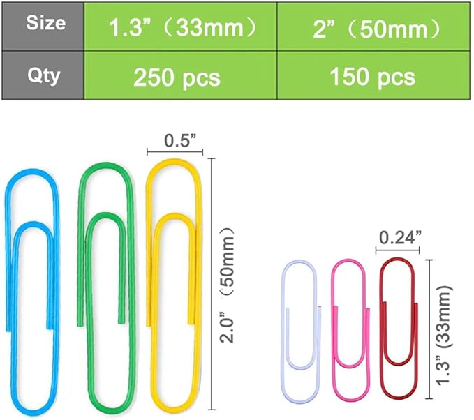 Vinaco Paper Clips Colorful, Durable and Rustproof, Coated Large Paperclips - Image 2