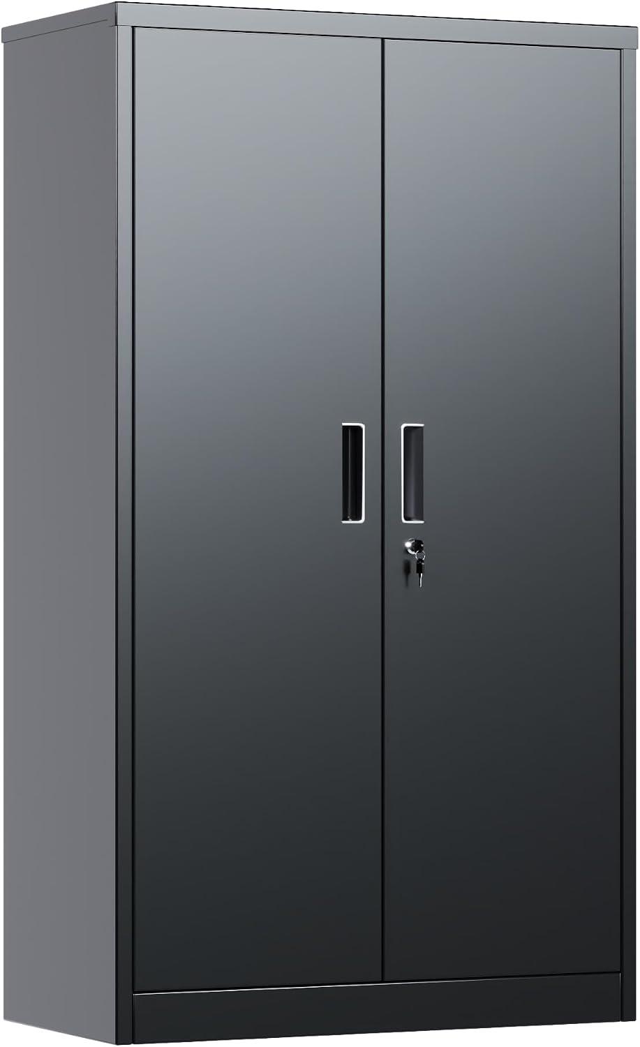 55-Inch Lockable Metal Storage Cabinet with 3 Shelves, Black | 15.75"D x 31.50"W x 55.12"H; 3 adjustable shelves, 120 lb each; lock with 2 keys; assembly required.