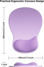 Ergonomic Mouse Pad with Gel Wrist Rest, Comfortable Cute Mousepad | with Non-Slip PU Base, Waterproof & Washable Surface, Purple Mouse Pad for Office, Home, Gaming, Computer, Laptop