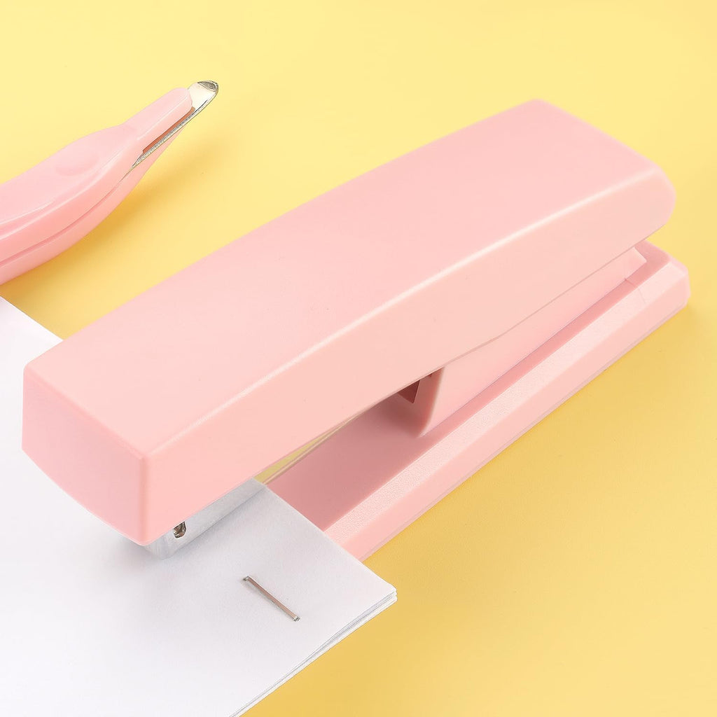 ZZTX Desktop Stapler with Remover & 1000 Staples Pink | Durable & sturdy, Office & home