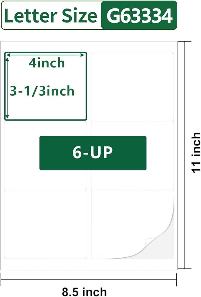 Gemsroyal 3-1/3”×4” Address Labels Printable, 3-1/3×4 Matte White Shipping - Image 2