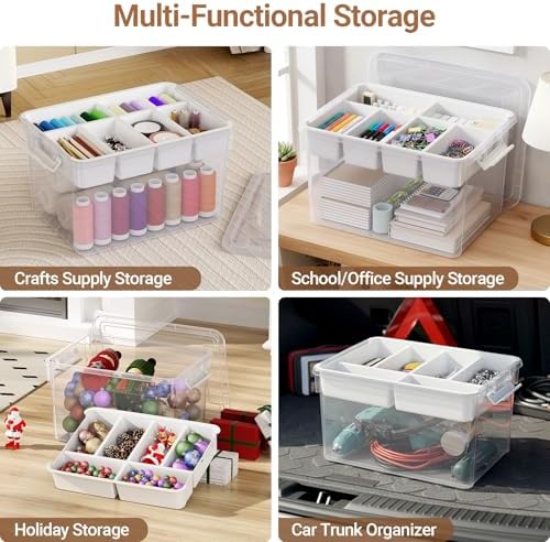 160qt stackable storage bins with lids trays craft, side view