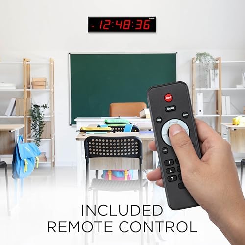 ivation oversized digital wall clock with large led showing dimensions