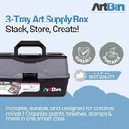 artbin 3-tray art supply box with handle, durable, close-up detail
