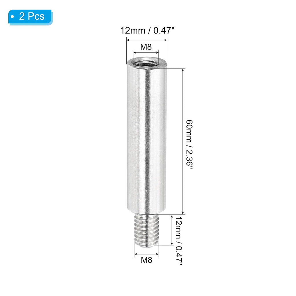 PATIKIL 2 Pcs M8x60+12mm Album Scrapbook Extension Posts Extension Screw, 2Pcs Stainless Steel Extension Post for Binding Extending Refillable Scrapbook Photo Album Craft DIY