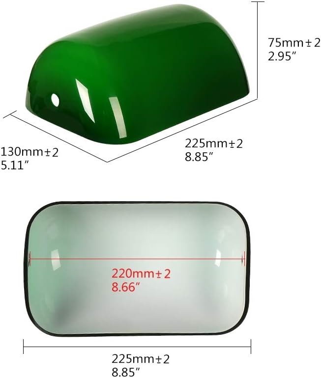 Newrays Green Glass Bankers Lamp Shade Replacement Cover, L8.85 W5.11 - Image 6