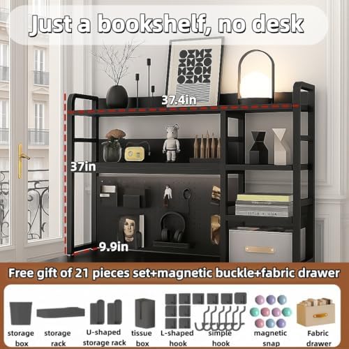 Desktop Bookshelf, pegboard Storage and Organization Rack, Dorm Desk Shelf, D...