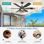 hounberi 52 inch farmhouse ceiling fan with light, close-up detail