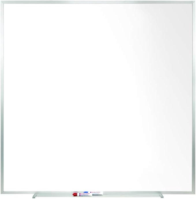 Ghent 4 x 4 Porcelain Magnetic Whiteboard, Aluminum Frame, 1 Marker, 1 Eraser by Ghent