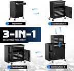 5 drawer rolling tool chest, 3-in-1 assembled tool, side view