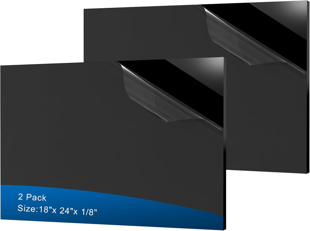 2 Pieces Black Acrylic Sheet, 18 x 24 Inch 1/8 Inch Thick, Home Decor, Display