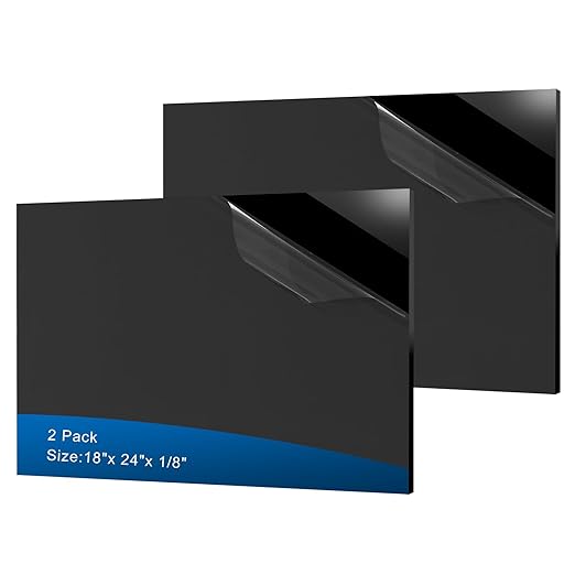 2 Pieces Black Acrylic Sheet, 18 x 24 Inch 1/8 Inch Thick, Home Decor, Display by ADTDA