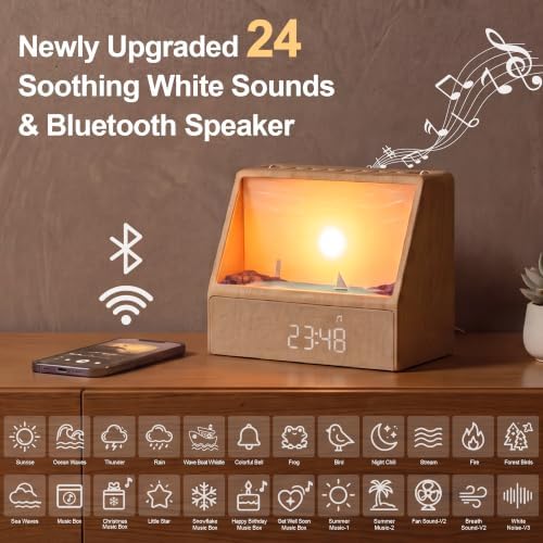 2026 upgraded sunset alarm clock，knob brightness & volume, package contents