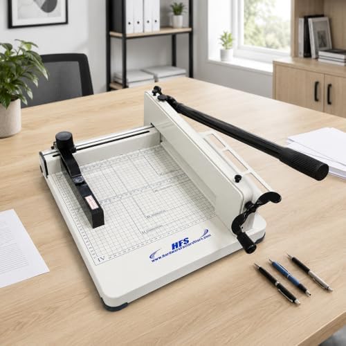 HFS(R) Heavy Duty Guillotine Paper Cutter 400 Sheet Capacity | Solid Steel Co...