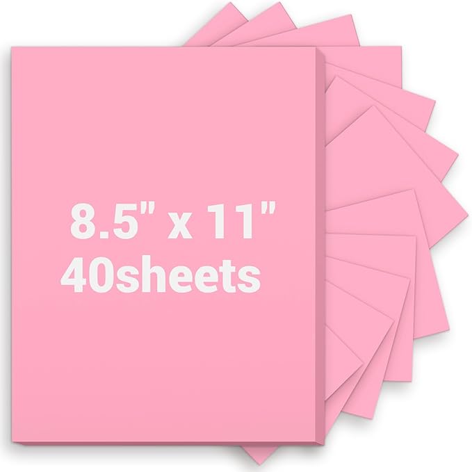 Cardstock 8.5 x 11, Thick Printer Paper 75 lb/200 gsm, 40 Sheets Card Stock Pink by Glyanlee