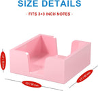 WINFFOR Acrylic Notepad Holder Dispenser - 3x3 in Sticky Note Memo Holder for Desk Organizer (W/O Pads) Office Desk Accessories School Supplies, Lightpink