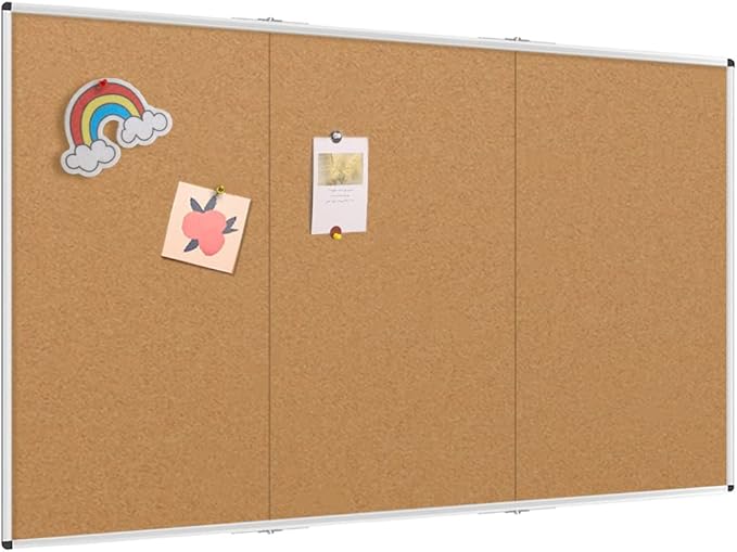 VIZ-PRO 96" x 48" Large Cork Bulletin Board, Foldable & Wall-Mounted Notice Pin by VIZ-PRO