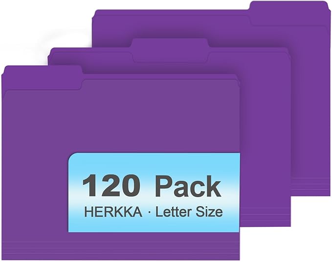 File Folder, HERKKA 120 Pack 1/3 Cut Tab File Folders, File Folders Great by HERKKA