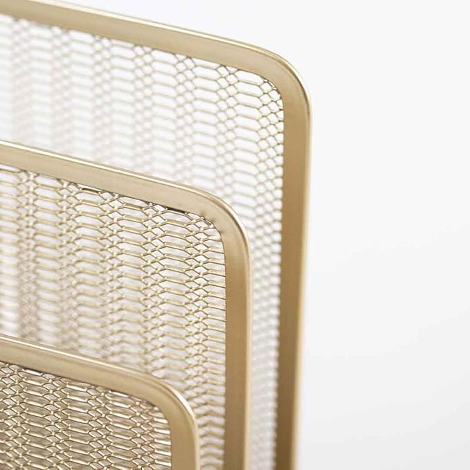BLU MONACO | Gold Metal Mesh Mail Sorter Organizer Countertop | Paper Sorter - Image 6