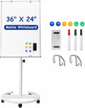 Mobile Whiteboard, 36x24 Inches Standing White Board on Wheels, Portable by Tankee