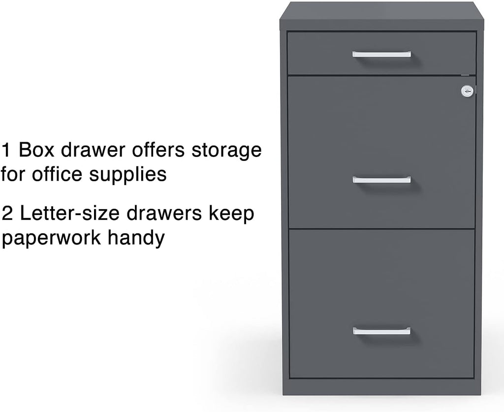 staples 3-drawer vertical file cabinet, letter size, lockable, side view