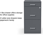 staples 3-drawer vertical file cabinet, letter size, lockable, side view