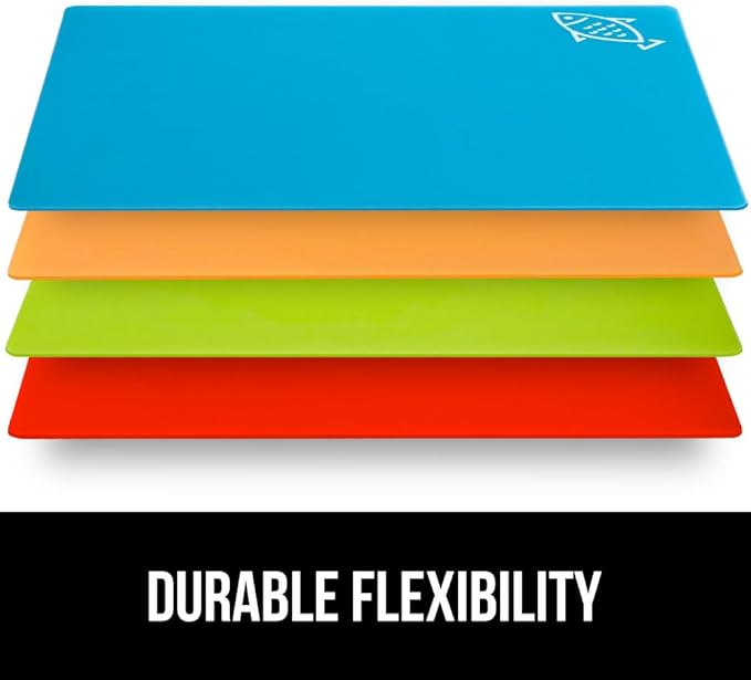 GORILLA GRIP 100% BPA-Free Flexible Cutting Board Set of 4, Durable Plastic Mats - Image 8