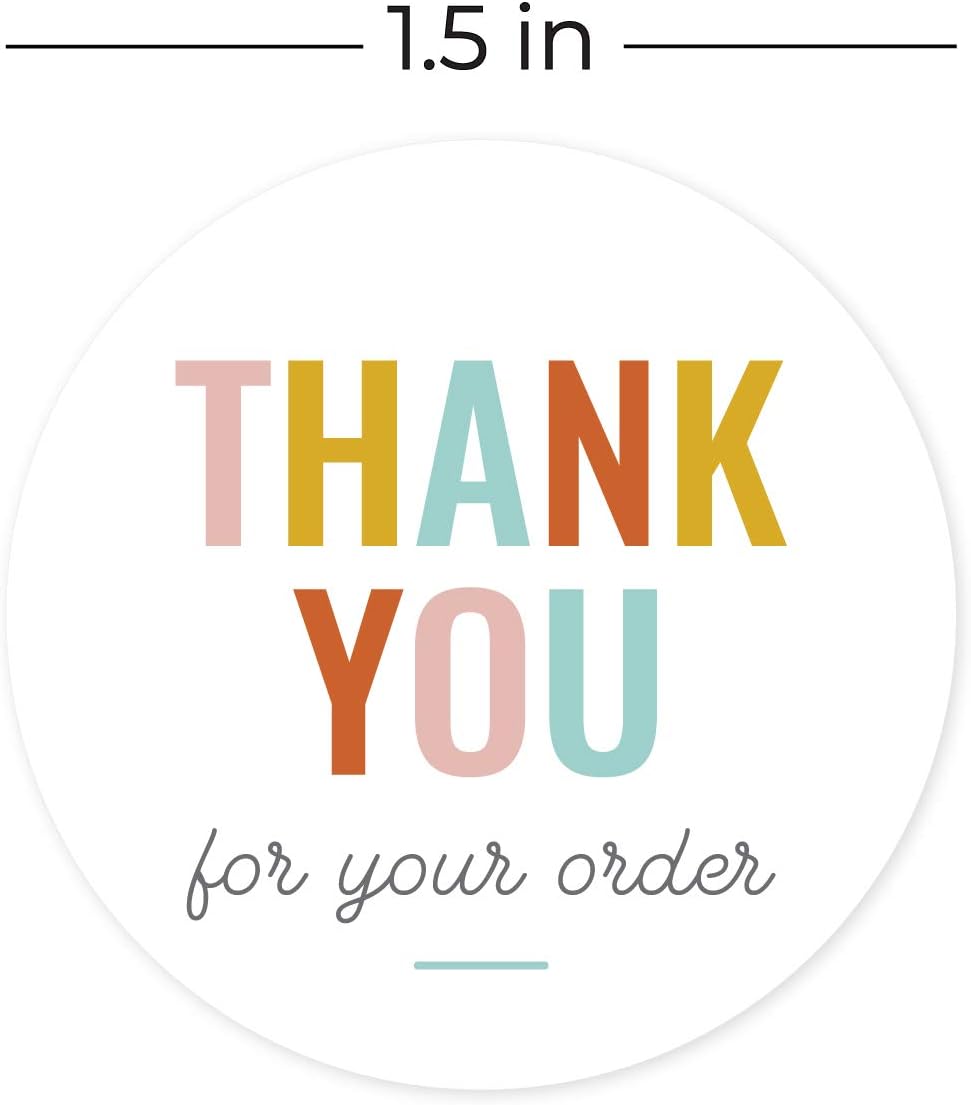 Thank You for Your Order Stickers / 500 Business Appreciation Labels / 1.5" Multi-Color Small Business Thanks Stickers/Made in The USA