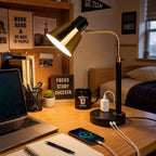adjustable desk lamp with dual usb-c/a & ac, close-up detail